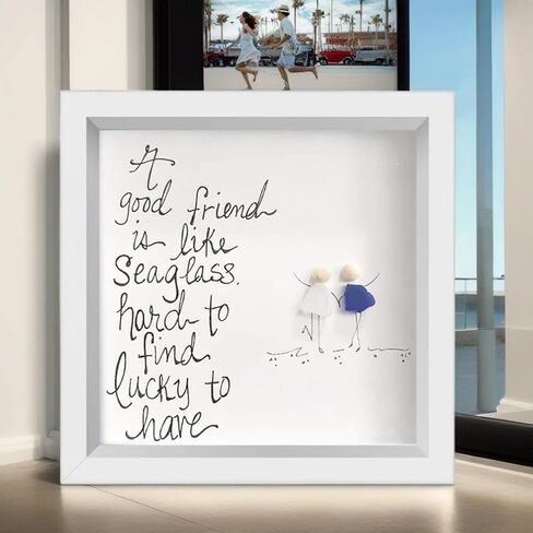 ديكور جداري فني مصنوع يدويًا من زجاج البحر للصداقة - هدية عمل فني مؤطرة لأفضل الأصدقاء in Kuwait