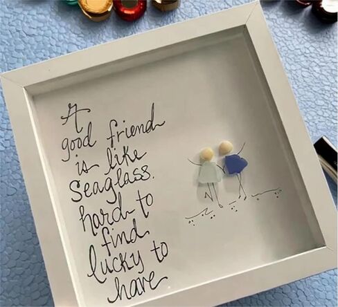 ديكور جداري فني مصنوع يدويًا من زجاج البحر للصداقة - هدية عمل فني مؤطرة لأفضل الأصدقاء in Kuwait