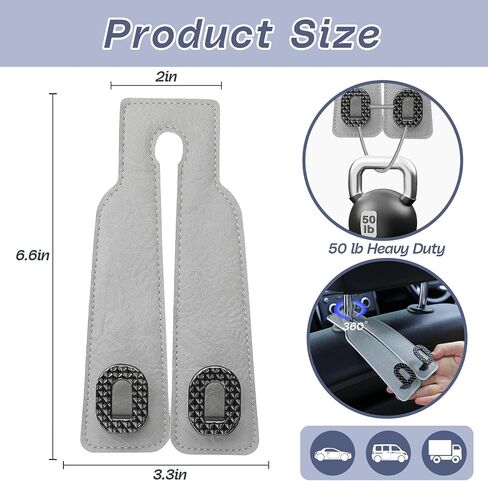 Car Headrest Hooks Universal Car Purse Hook Premium Leather and Alloy Twin Hook Car Seat Back Storage Hanger Hook for Purse Bags Cloth Drink Durable Holder Car Accessories (BH09-White-Gold-4 Pcs) in Saudi Arabia