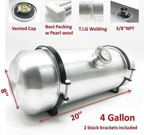JSD AUTO PARTS 4 Gallons Aluminum Gas Tank 8 x 20" Center Fill 3/8" NPT Outlet Fuel Tank with cap in Saudi Arabia