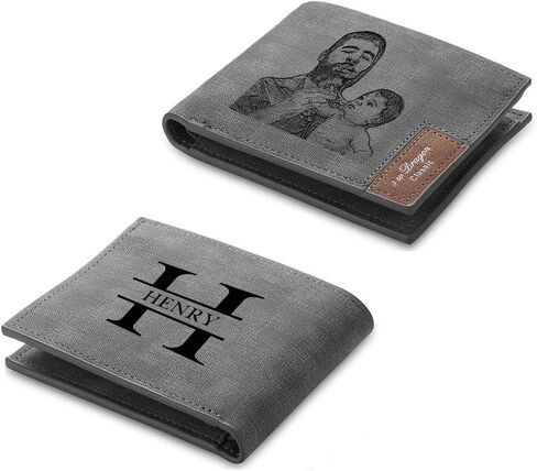 Custom Wallets for Men Personalized Gifts for Men Dad Boyfriend Personalized Wallets for Men Engraved Photo Leather Wallets (Style 1) in Saudi Arabia