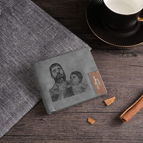 Custom Wallets for Men Personalized Gifts for Men Dad Boyfriend Personalized Wallets for Men Engraved Photo Leather Wallets (Style 1) in Saudi Arabia