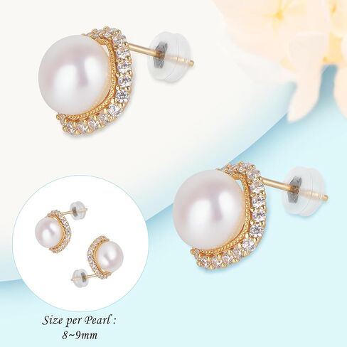 Sterling Silver AAAAA+ Handpicked White Freshwater Cultured Pearl Earrings Studs Real Sunflower-shaped for Women Hypoallergenic with Genuine Cultured Pearls Birthday Wedding Jewelry Gift in Saudi Arabia
