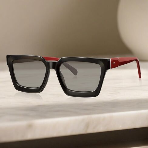 Men’s Contemporary Acetate Sunglasses – Bold Square Frame with Wire‑Core Temples & Polarized UV400 Clarity in Kuwait