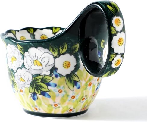 ALMA Handpainted Soup Bowl with Handle, 18.6oz Ceramic Cereal Bowl, Microwave &Dishwasher Safe,Loop Handle Bowl Great for Soup, Chili, Stew, Ice cream in Saudi Arabia