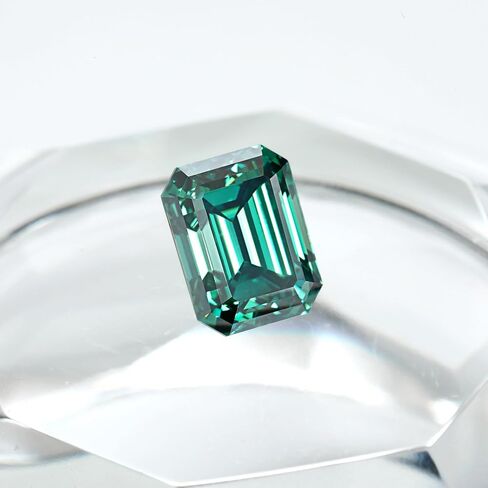 Green Moissanite Emerald Cut Loose Stone, Lab-Grown Gemstones VVS1 Clarity, GRA Certified, 0.5 to 5 Carat for Jewelry Making in Saudi Arabia