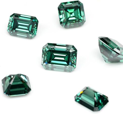 Green Moissanite Emerald Cut Loose Stone, Lab-Grown Gemstones VVS1 Clarity, GRA Certified, 0.5 to 5 Carat for Jewelry Making in Saudi Arabia