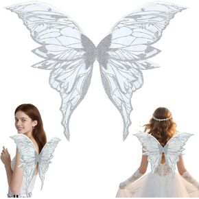 أجنحة الجنية للبالغين، أجنحة الملاك الشفافة اللامعة، أجنحة الفراشة للنساء والفتيات، إكسسوار أزياء الهالوين in Kuwait