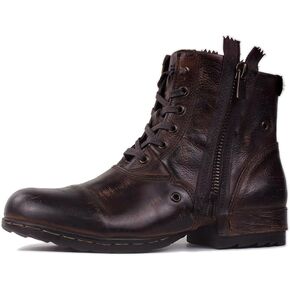 OSSTONE Moto Boots for Women Fashion Zipper-up Leather Chukka Boots Casual Shoes MS-5008-8-E-WUS-R in Kuwait