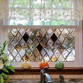 Diamond Window Privacy Film 39.3x17.7 Inch Static Cling Decorative Stained Glass Window Film UV Blocking Frosted Glass Sticker Window Tint for Home Office in Saudi Arabia