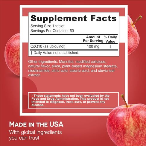 EZ Melts Dissolvable Ubiquinol 100mg, Active Form of CoQ10, Heart Health Supplements for Men & Women, Sugar-Free, 2-Month Supply in Kuwait