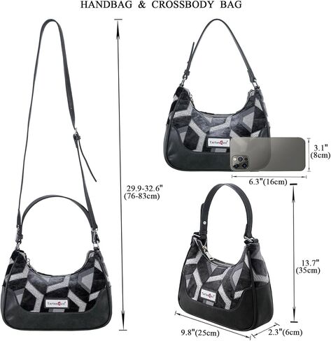 Crossbody Bags Hobo Tote Handbag for Women Vintage Shoulder Bag with 2 Removable Straps in Saudi Arabia