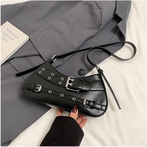 Small Shoulder Bag for Women Buckle Handbag PU Leather Trendy Hobo Bag Y2K Purse for Work Travel Shopping in Saudi Arabia