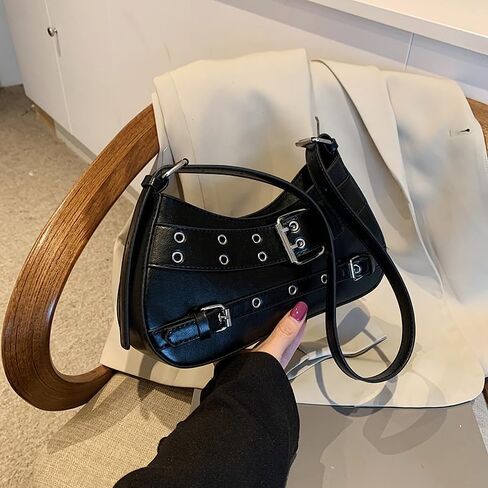 Small Shoulder Bag for Women Buckle Handbag PU Leather Trendy Hobo Bag Y2K Purse for Work Travel Shopping in Saudi Arabia