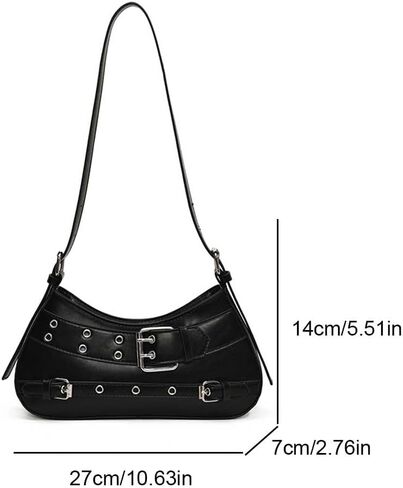 Small Shoulder Bag for Women Buckle Handbag PU Leather Trendy Hobo Bag Y2K Purse for Work Travel Shopping in Saudi Arabia