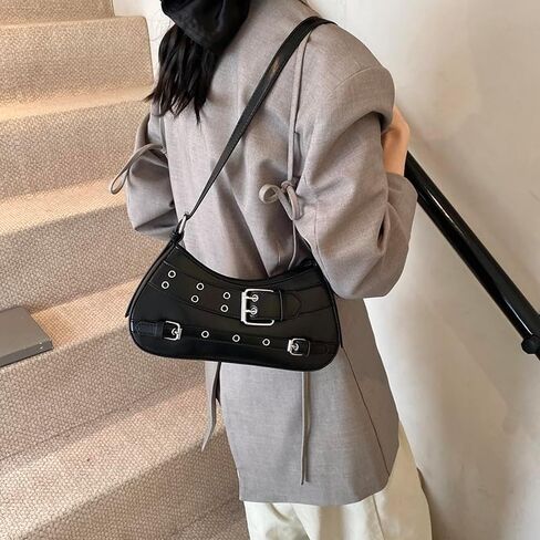 Small Shoulder Bag for Women Buckle Handbag PU Leather Trendy Hobo Bag Y2K Purse for Work Travel Shopping in Saudi Arabia