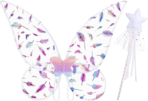 Fairy Wings for Girls, Princess Butterfly Wings with Fairy Wand Angel Wing for Halloween Cosplay Dress Up in Kuwait