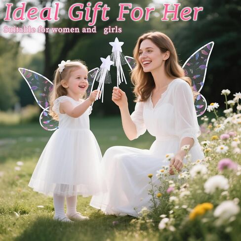 Fairy Wings for Girls, Princess Butterfly Wings with Fairy Wand Angel Wing for Halloween Cosplay Dress Up in Kuwait