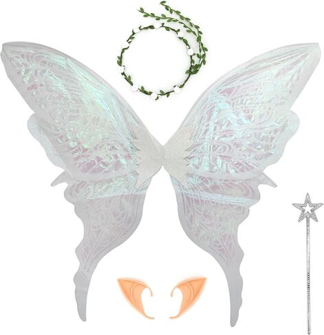 32"x30" Fairy Wings for Adults and Girls - Sparkly Organza Butterfly Wings Costume Set for Parties, Cosplay in Saudi Arabia