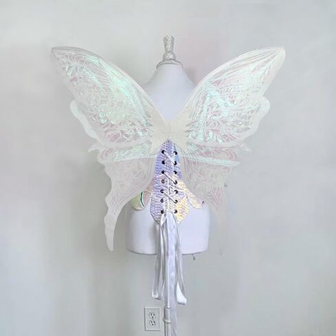 32"x30" Fairy Wings for Adults and Girls - Sparkly Organza Butterfly Wings Costume Set for Parties, Cosplay in Saudi Arabia