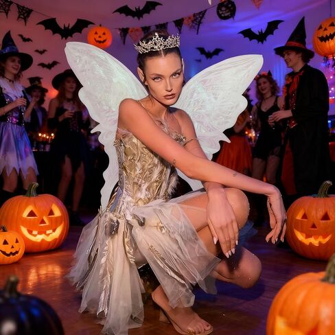 32"x30" Fairy Wings for Adults and Girls - Sparkly Organza Butterfly Wings Costume Set for Parties, Cosplay in Saudi Arabia