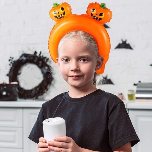 60 Pieces Halloween Inflatable Headband Cute Cartoon Balloons Hats Hair Hoops with Pattern Halloween Party Favors Photo Props in Saudi Arabia