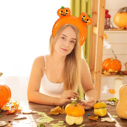 60 Pieces Halloween Inflatable Headband Cute Cartoon Balloons Hats Hair Hoops with Pattern Halloween Party Favors Photo Props in Saudi Arabia