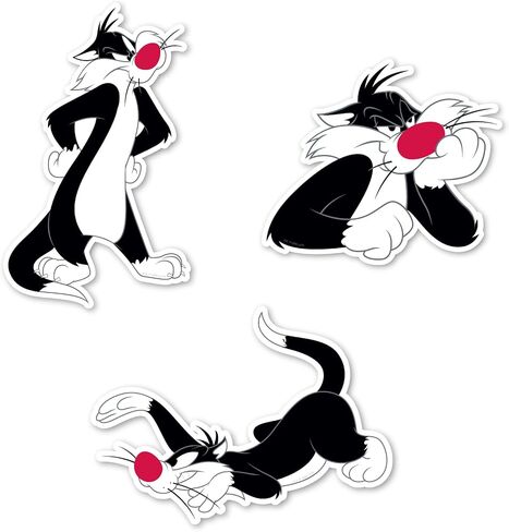 Elektroplate Officially Licensed Looney Tunes Sylvester the Cat Dynamic Decals | Premium Automotive-grade All Weather Vinyl Stickers for Car, Water Bottle, Laptop, Phone & more| Made in USA | Set of 3 in Saudi Arabia