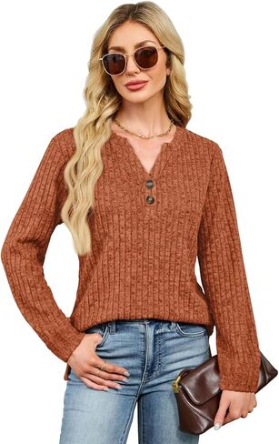 قمصان طويلة الأكمام للنساء سترات خفيفة الوزن بياقة على شكل V سترات خريفية تونك لطيف ملابس عصرية فضفاضة غير رسمية 2025 in Kuwait