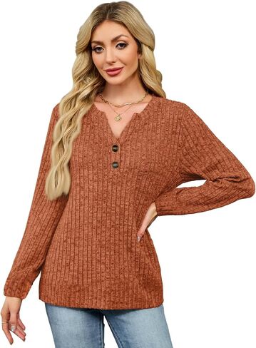 قمصان طويلة الأكمام للنساء سترات خفيفة الوزن بياقة على شكل V سترات خريفية تونك لطيف ملابس عصرية فضفاضة غير رسمية 2025 in Kuwait