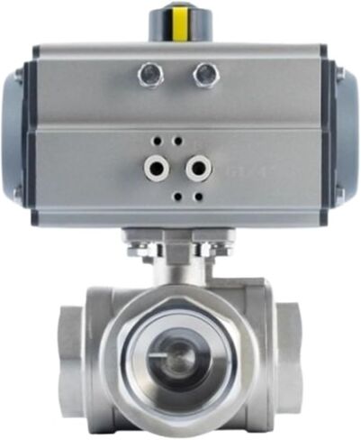 Pneumatic threaded ball valve Q614/5F internal thread 304 stainless steel three-way ball valve steam high temperature quick opening regulating valve(DN40T) in Saudi Arabia