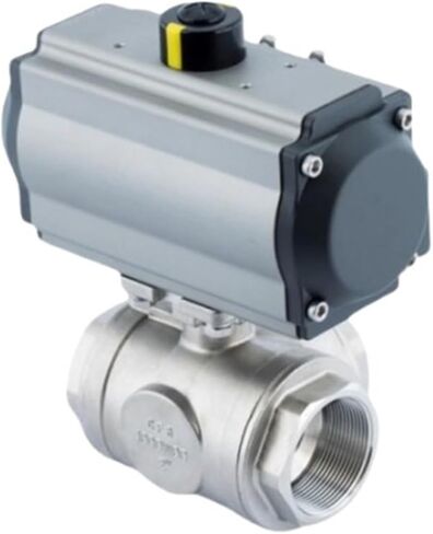 Pneumatic threaded ball valve Q614/5F internal thread 304 stainless steel three-way ball valve steam high temperature quick opening regulating valve(DN40T) in Saudi Arabia