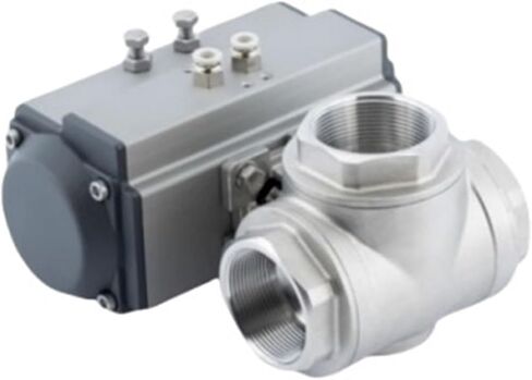 Pneumatic threaded ball valve Q614/5F internal thread 304 stainless steel three-way ball valve steam high temperature quick opening regulating valve(DN40T) in Saudi Arabia