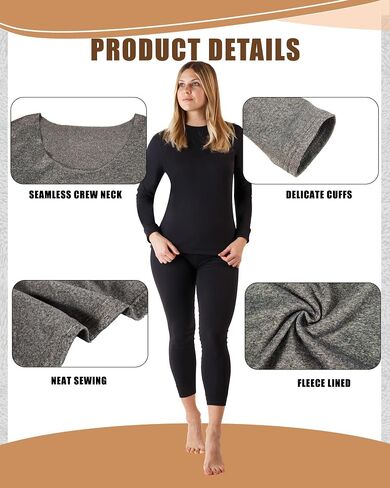 Jecery 8 Pcs Thermal Long Sleeve Shirts for Women Thermal Top Set Crew Neck Shirts Base Layer Women Long Underwear in Kuwait