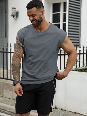 Men's Fitness Tank Top Workout Sleeveless T Shirt Athletic Tank Top Training Bodybuilding Shirt in Saudi Arabia