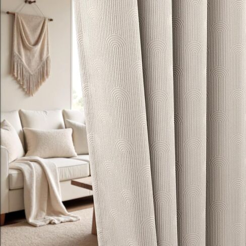 Boho Blackout Curtains for Bedroom 84 inch Long 2 Panels Mid Century Black Out Curtains for Living Room Grommet Thermal Insulated Room Darkening Window Drapes Patterned in Saudi Arabia