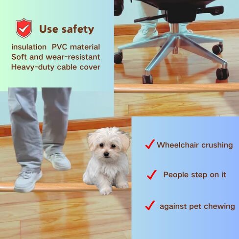 4ft Self Adhesive Floor Cord Cover,Heavy Duty Soft PVC Cable Protector and Extension Cord Hider,Cord Management System to Hide Wires on Floor,Cable Cavity:0.61" (W) x 0.32" (H) White in Kuwait