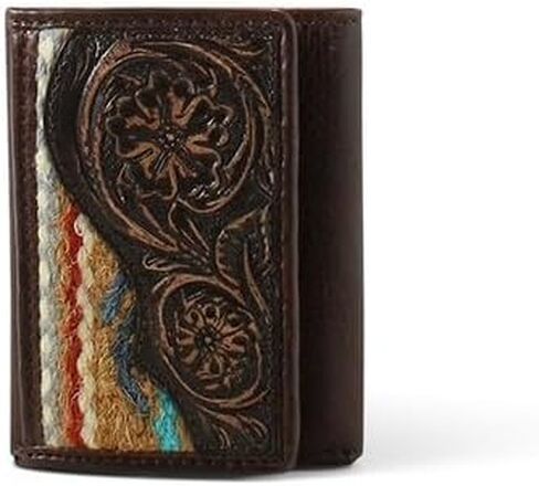 محفظة ARIAT الجلدية ثلاثية الطي للرجال بتصميم مزين بالزهور ونمط جنوب غربي من الصوف in Saudi Arabia