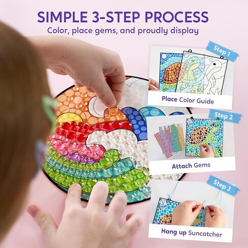 مجموعات Klever Kits لصناعة فن النوافذ، 4 قطع، أدوات رسم الأحجار الكريمة، فنون وحرف يدوية للأطفال من سن 5 إلى 6 سنوات فما فوق، هدية رائعة لأعياد الميلاد وعيد الفصح وعيد الميلاد in Kuwait