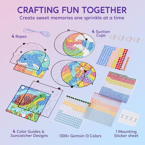 مجموعات Klever Kits لصناعة فن النوافذ، 4 قطع، أدوات رسم الأحجار الكريمة، فنون وحرف يدوية للأطفال من سن 5 إلى 6 سنوات فما فوق، هدية رائعة لأعياد الميلاد وعيد الفصح وعيد الميلاد in Kuwait