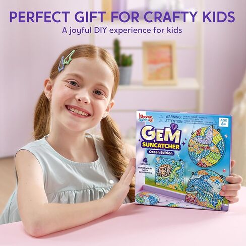 مجموعات Klever Kits لصناعة فن النوافذ، 4 قطع، أدوات رسم الأحجار الكريمة، فنون وحرف يدوية للأطفال من سن 5 إلى 6 سنوات فما فوق، هدية رائعة لأعياد الميلاد وعيد الفصح وعيد الميلاد in Kuwait