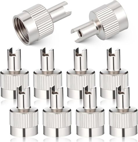 10pcs Metal Tire Valve Stem Caps Slotted Slot Valves Caps with Valve Core Remover Tire Valves Air Dust Cover with O Rubber Ring Universal Tires Stem Covers for Cars SUV Trucks Bikes Motorcycles in Saudi Arabia