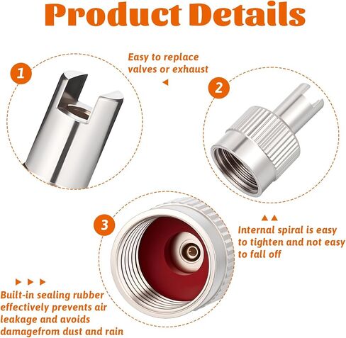 10pcs Metal Tire Valve Stem Caps Slotted Slot Valves Caps with Valve Core Remover Tire Valves Air Dust Cover with O Rubber Ring Universal Tires Stem Covers for Cars SUV Trucks Bikes Motorcycles in Saudi Arabia
