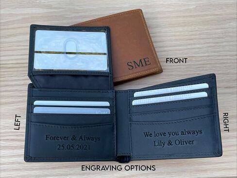 Personalized Leather Wallet for Men, Custom Monogram Initial Wallets - Engraved Name Wallet for Him, Dad, Husband, Son, Grandpa - Perfect for Weddings, Anniversaries, Birthday, Graduation (DARK BROWN) in Saudi Arabia