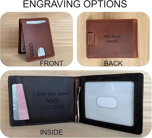 Personalized Minimalist Wallet For Men Custom Engraved Slim Wallet Customized Monogram Leather Wallet Gift For Father's Day Him Husband Boyfriend Dad Son Anniversary Graduation Birthday (DARK BROWN) in Saudi Arabia