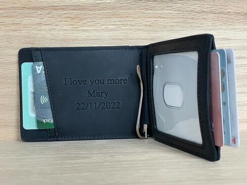 Personalized Minimalist Wallet For Men Custom Engraved Slim Wallet Customized Monogram Leather Wallet Gift For Father's Day Him Husband Boyfriend Dad Son Anniversary Graduation Birthday (DARK BROWN) in Saudi Arabia