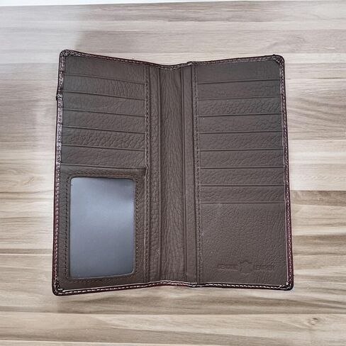 Men’s Long Leather Wallet – Laser Cut Floral Rodeo Bifold with Embossed Longhorn Design – Cowboy Checkbook Wallet for Ranchers, Rodeo Fans & Western Gifts in Saudi Arabia