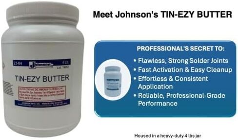 Johnson's TIN-EZY Butter with Pure TIN – 4 lb Jar – Fast-Acting Tinning Compound for Radiator Repair – Easy Application – Water-Soluble Residue. AM Worldwide in Saudi Arabia