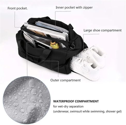 Personalized Gym Bag - Custom Duffle Bag for Men and Women (Black with your text) in Saudi Arabia