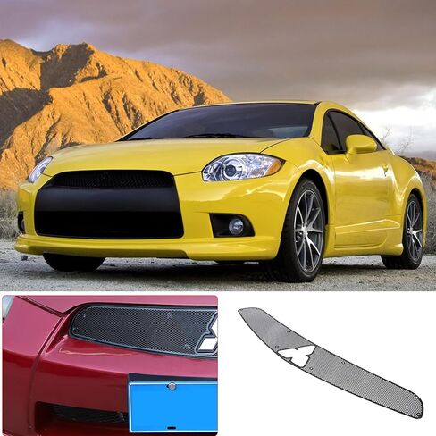 for Mitsubishi Eclipse 2006-2011 Front Grill Mesh Inserts Trim Stainless Steel Grille Guard Protector (Lower Grill-Black) in Saudi Arabia